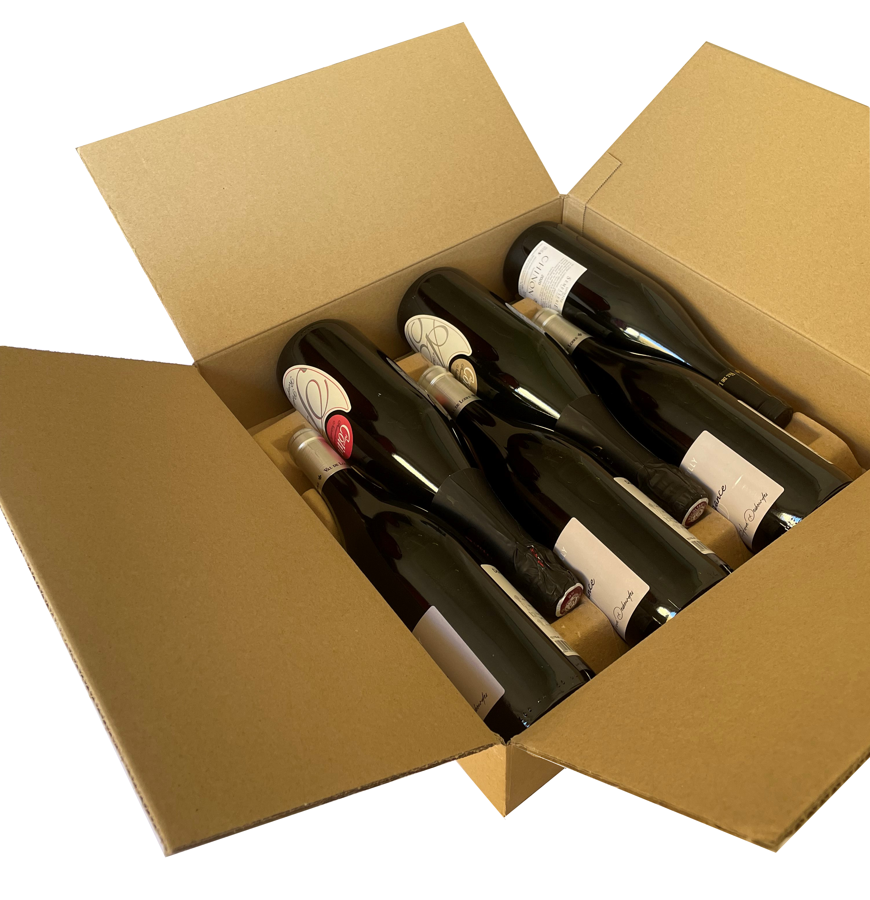 Carton postal à calage intégré haute protection pour 1 bouteille de vin